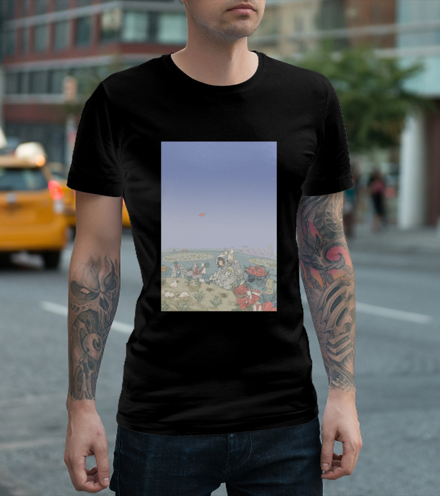 Carrot Harvest In Space With Rabbits And Astronaut Farmer T-Shirt