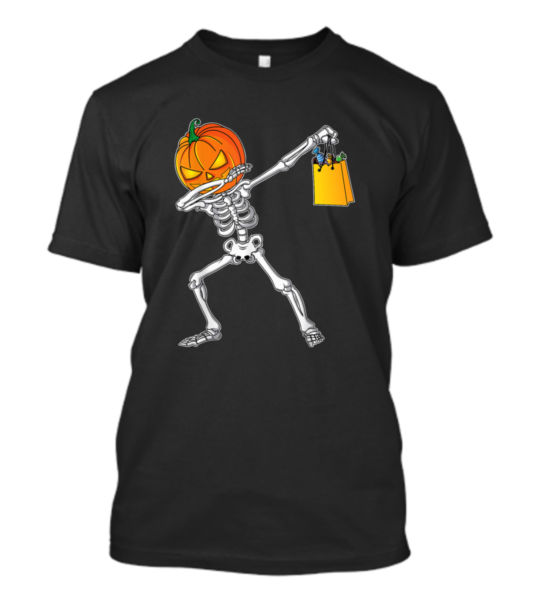 Dabbing Skeleton Pumpkin Shopping Halloween T-Shirt