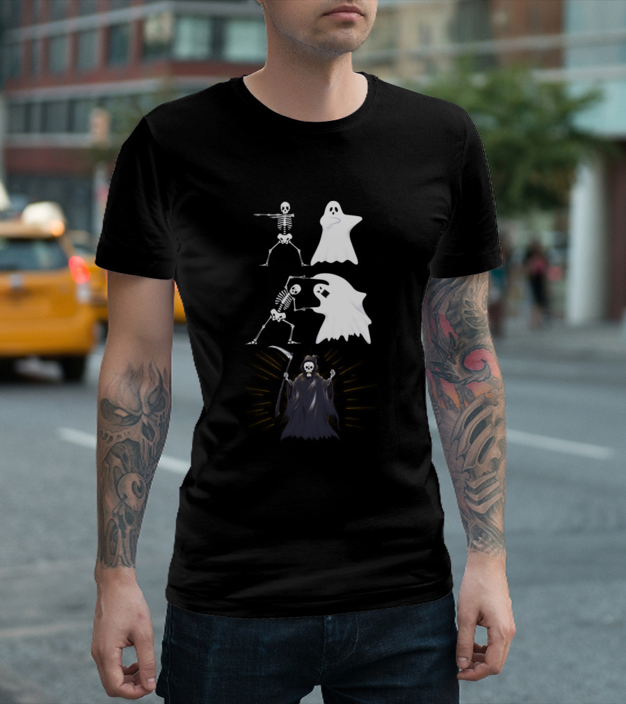 Deadly Fusion Skeletons And Ghosts Transform Into Grim Reaper T-Shirt