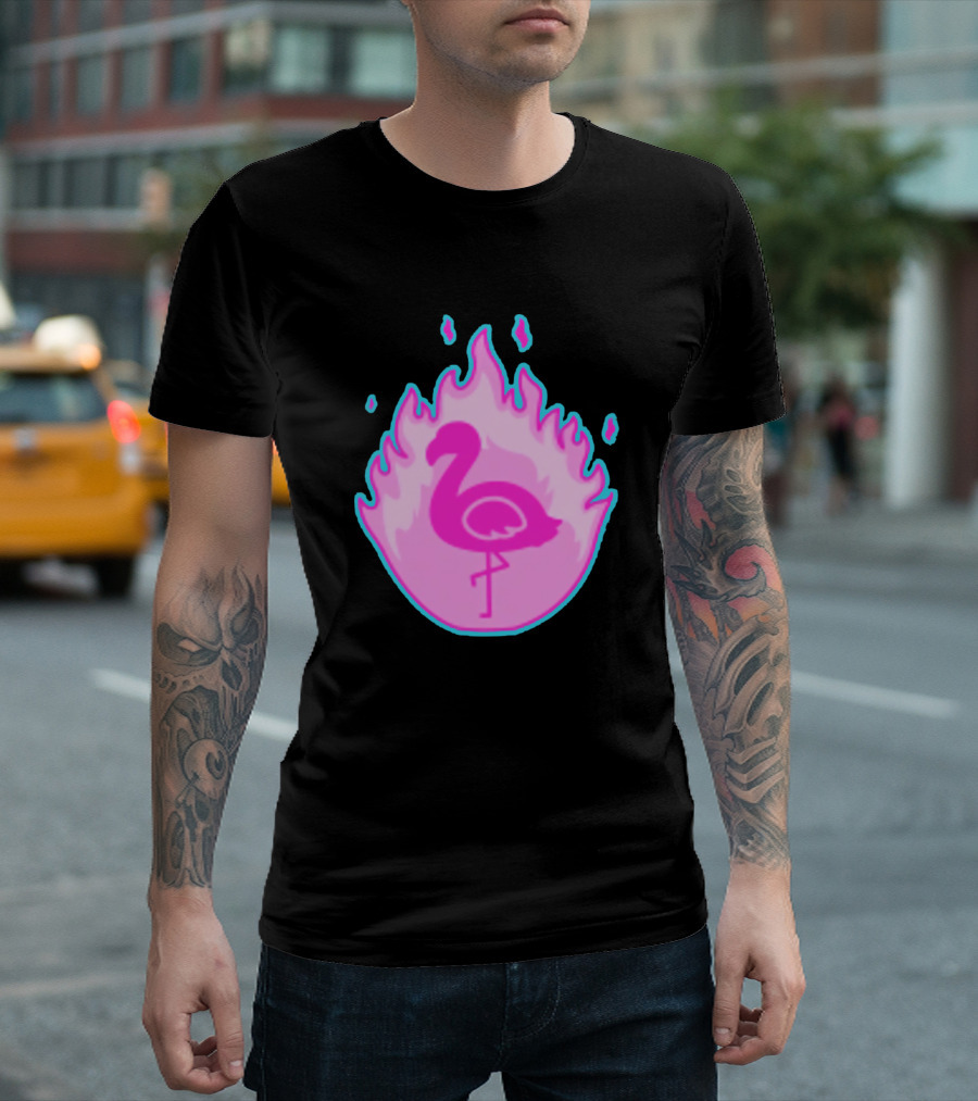 Flamingo Blazing Neon Pink Logo Ingo T-Shirt