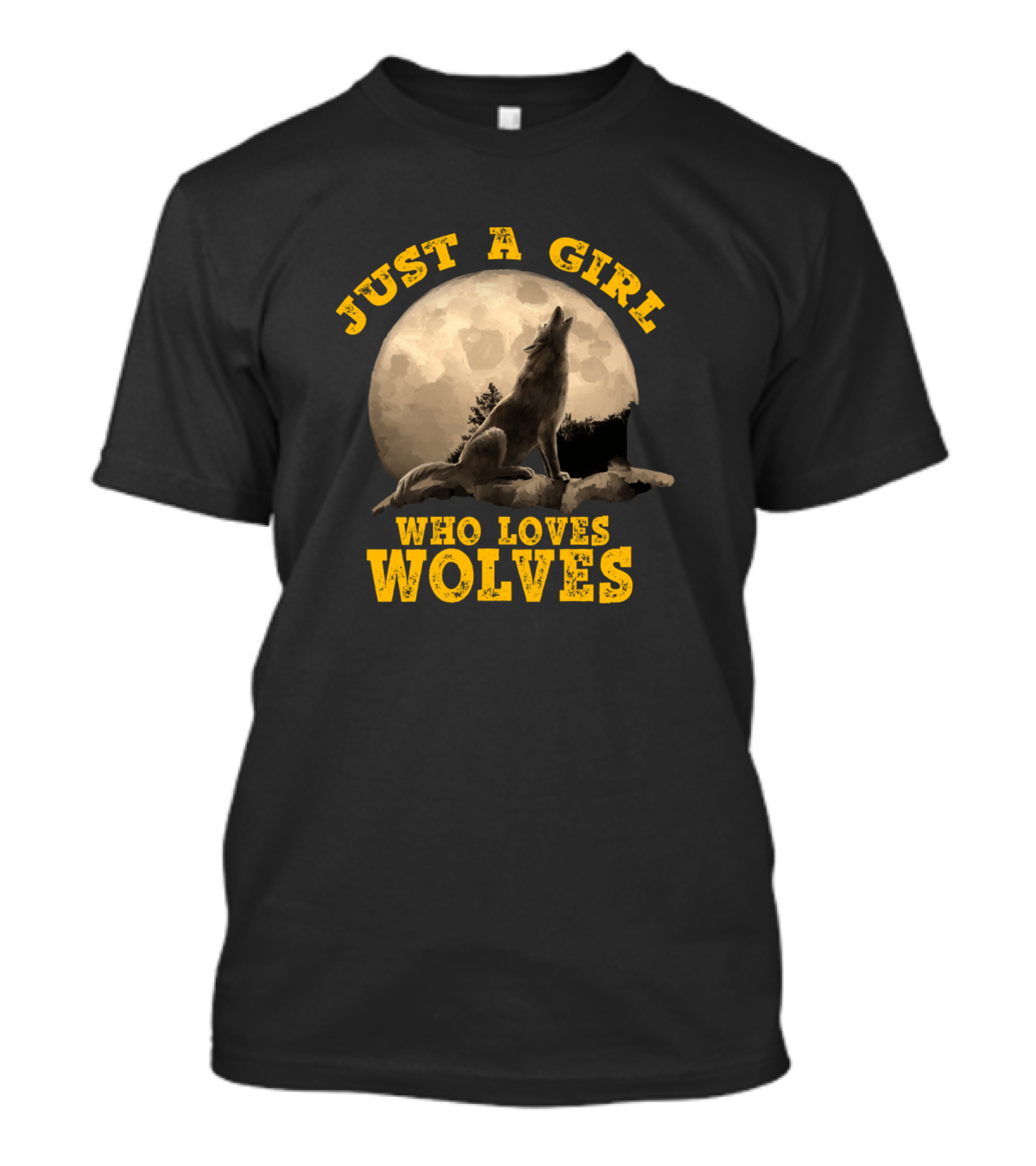 Just A Girl Who Loves Wolves Moon Howling Wolf T-Shirt
