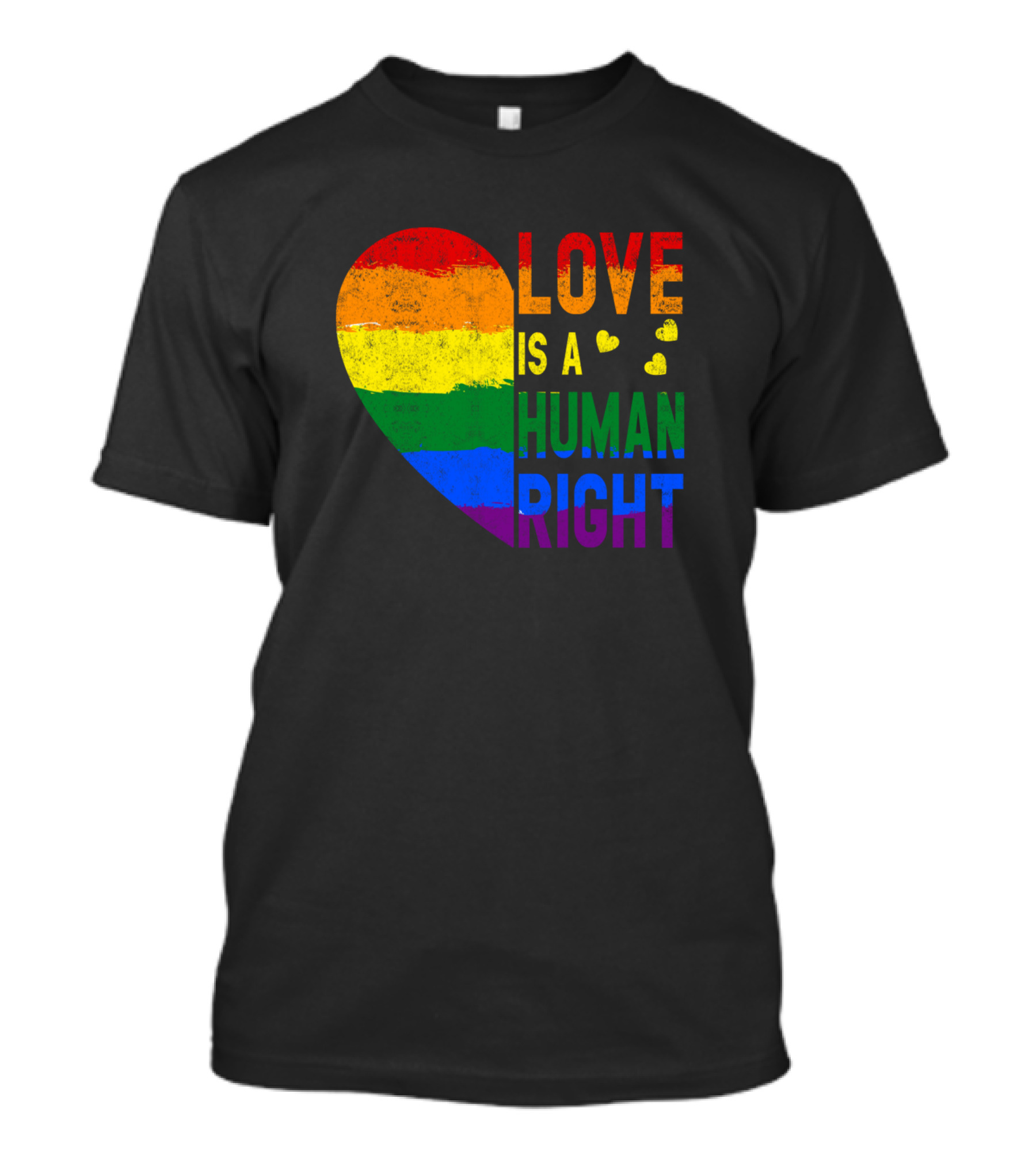 Love Is A Human Right Rainbow Heart T-Shirt