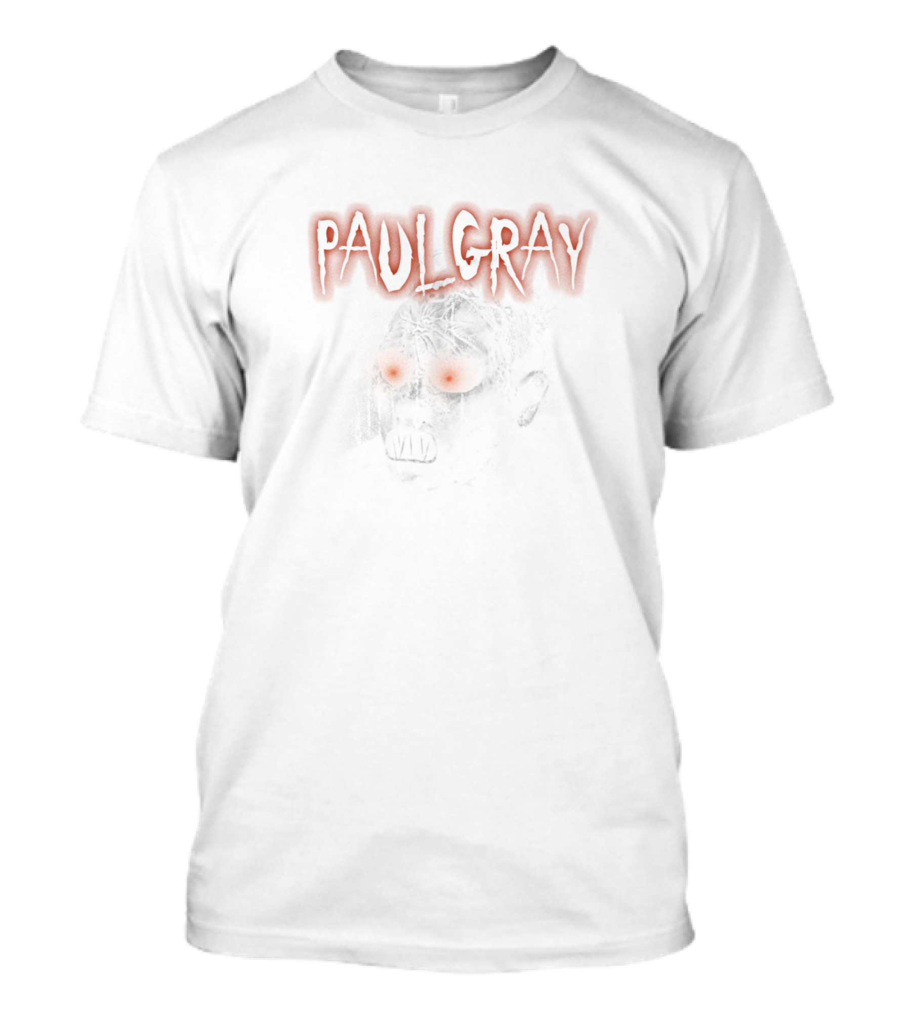 Paul Gray Grungy Zombie Face With Glowing Eyes T-Shirt