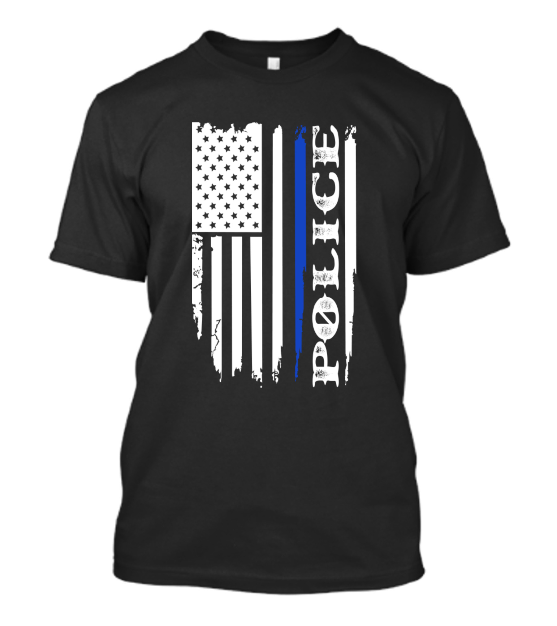 Police Flag With Thin Blue Line American Flag T-Shirt