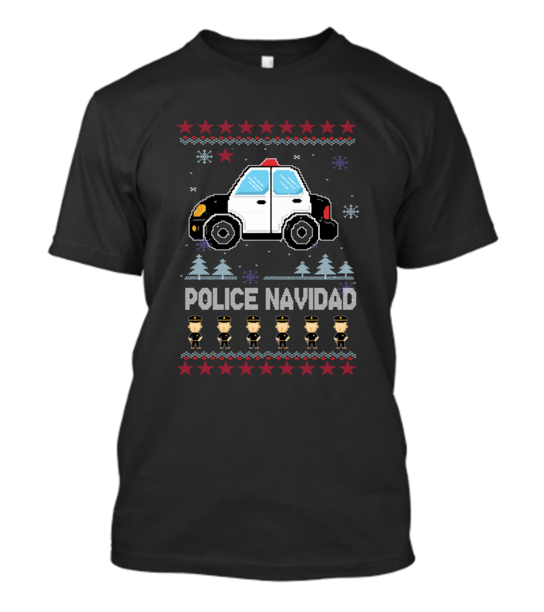Police Navidad Christmas Police Car And Officer T-Shirt