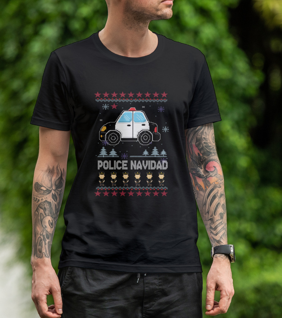 Police Navidad Christmas Police Car And Officer T-Shirt