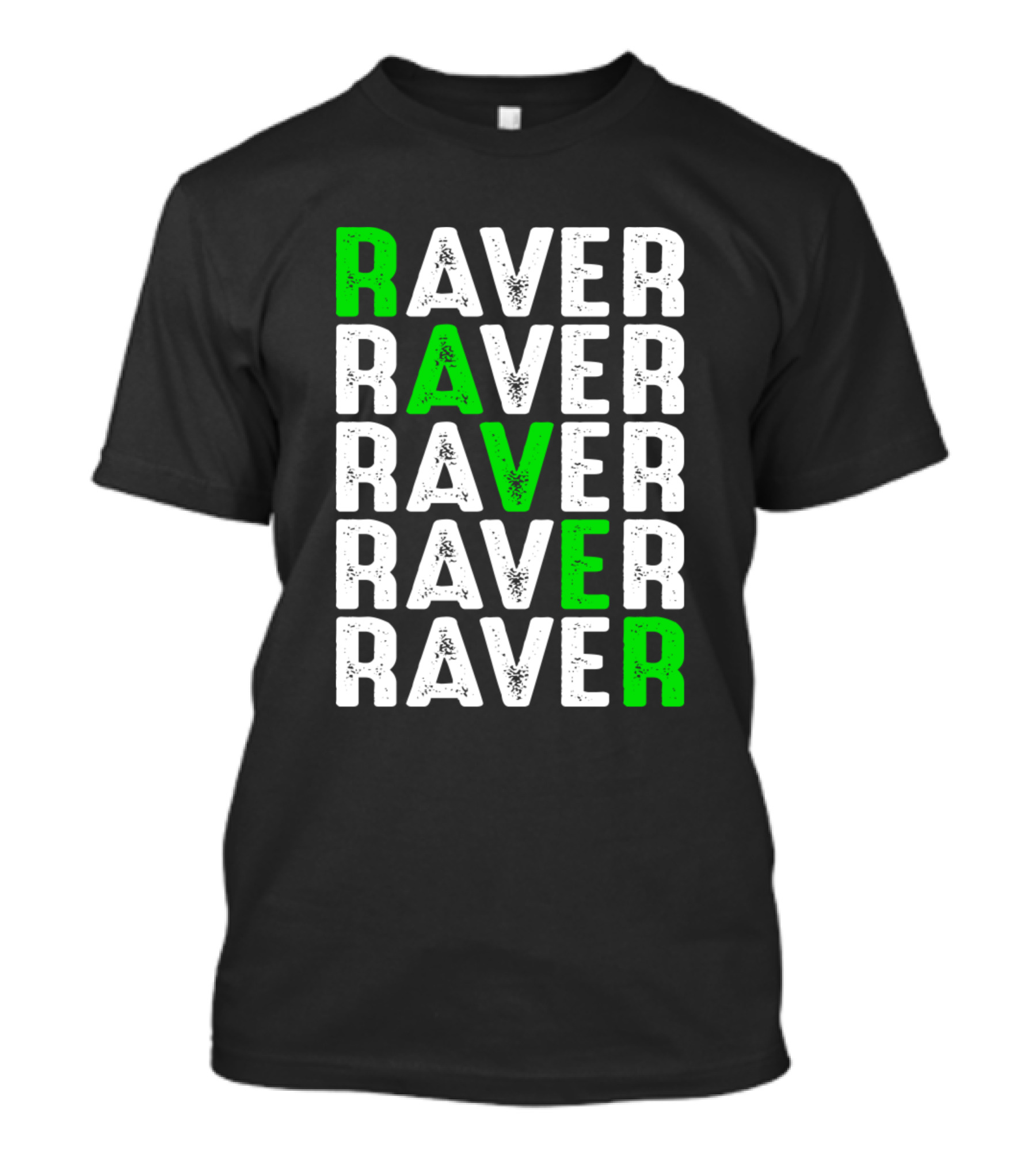 Raver Vintage Trance Rave Techno Electro Repeated Typography T-Shirt