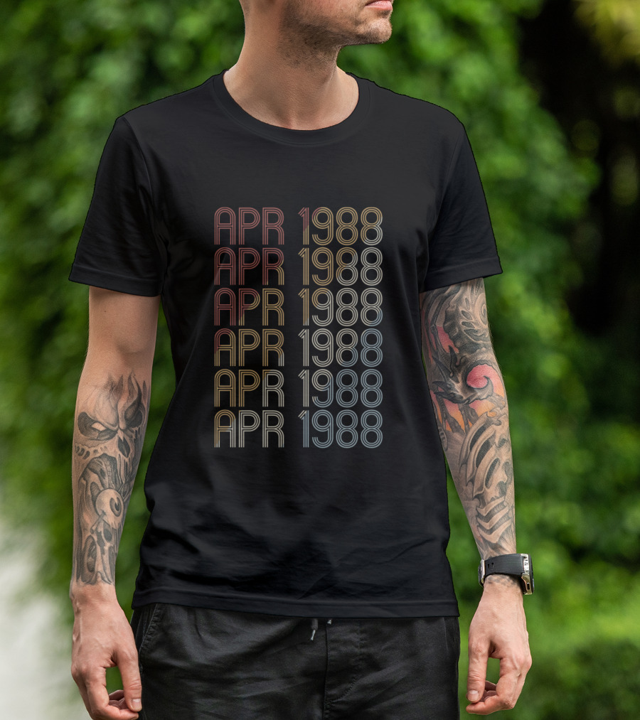 April 1988 Retro Pattern Vintage Birthday T-Shirt
