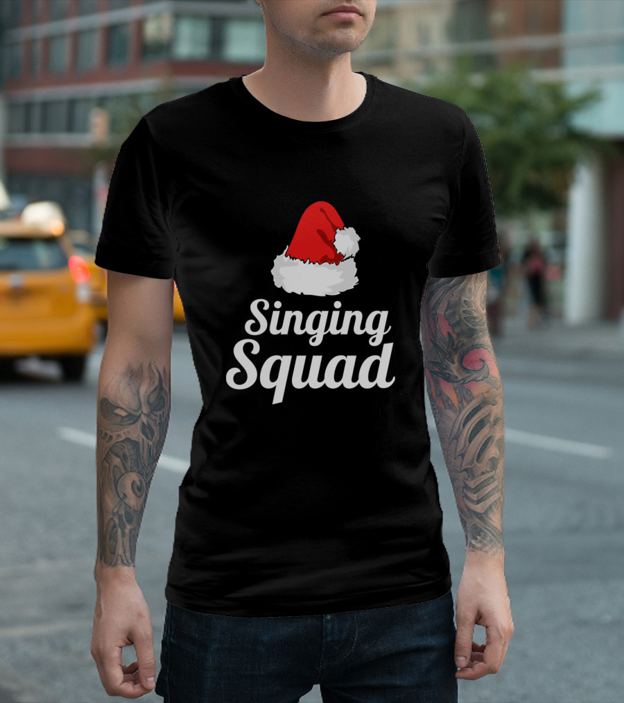 Singing Squad Santa Hat Funny Christmas Church Singer T-Shirt