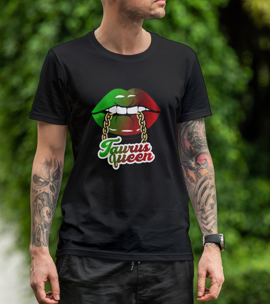 Taurus Queen Lips BLM African Colors Birthday Woman T-Shirt