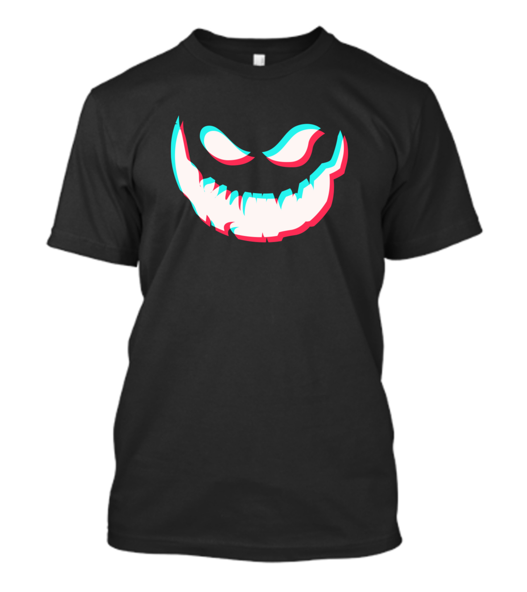 Tiktok Style Glitch Effect Laughing Jack O Lantern Face T-Shirt