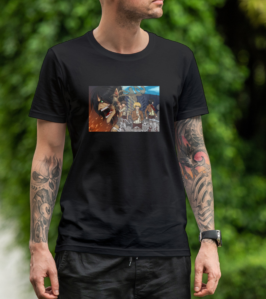 Titan Attack Character Group Battle Scene T-Shirt