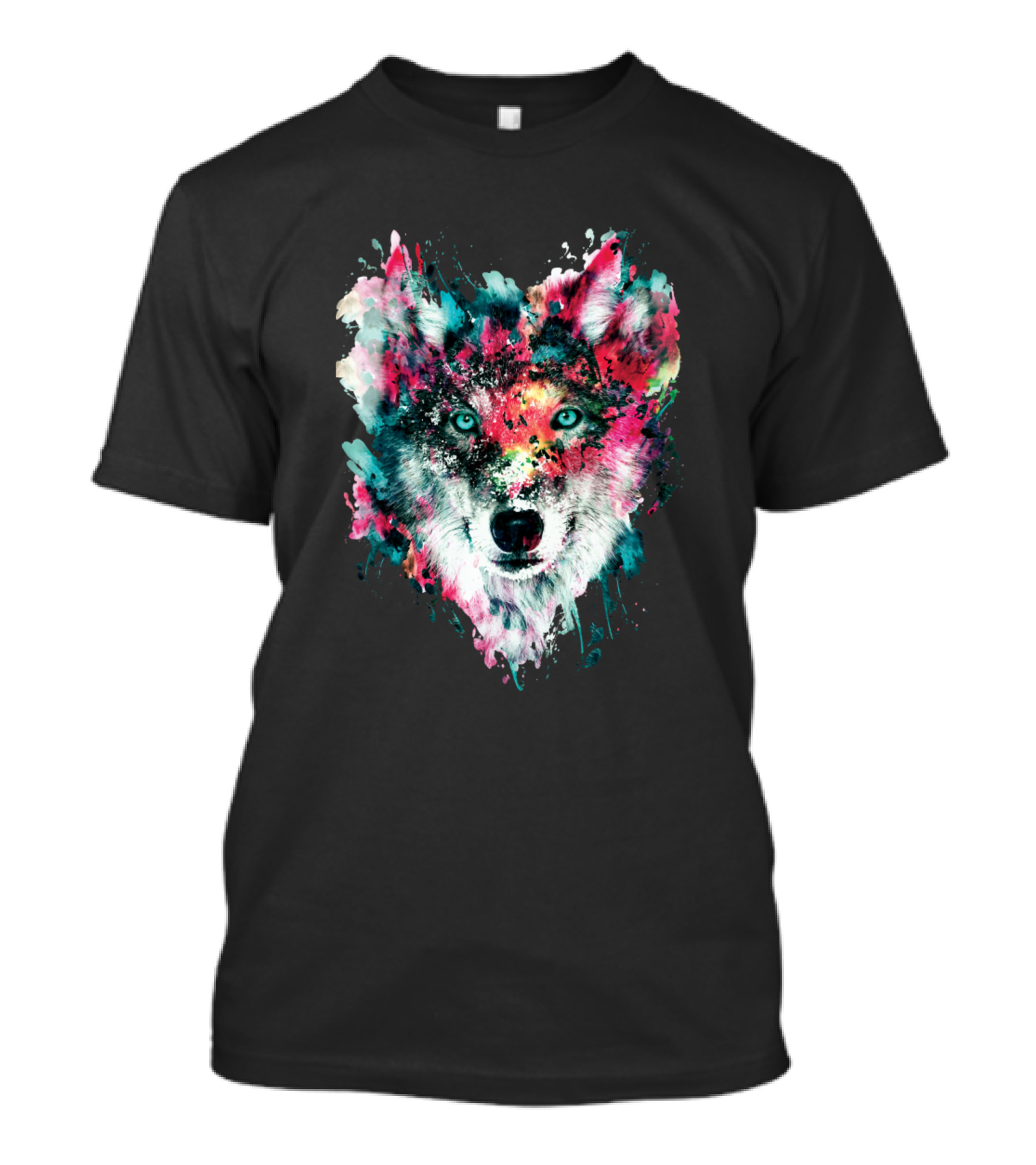 Wolf Vibrant Watercolor Splatter T-Shirt