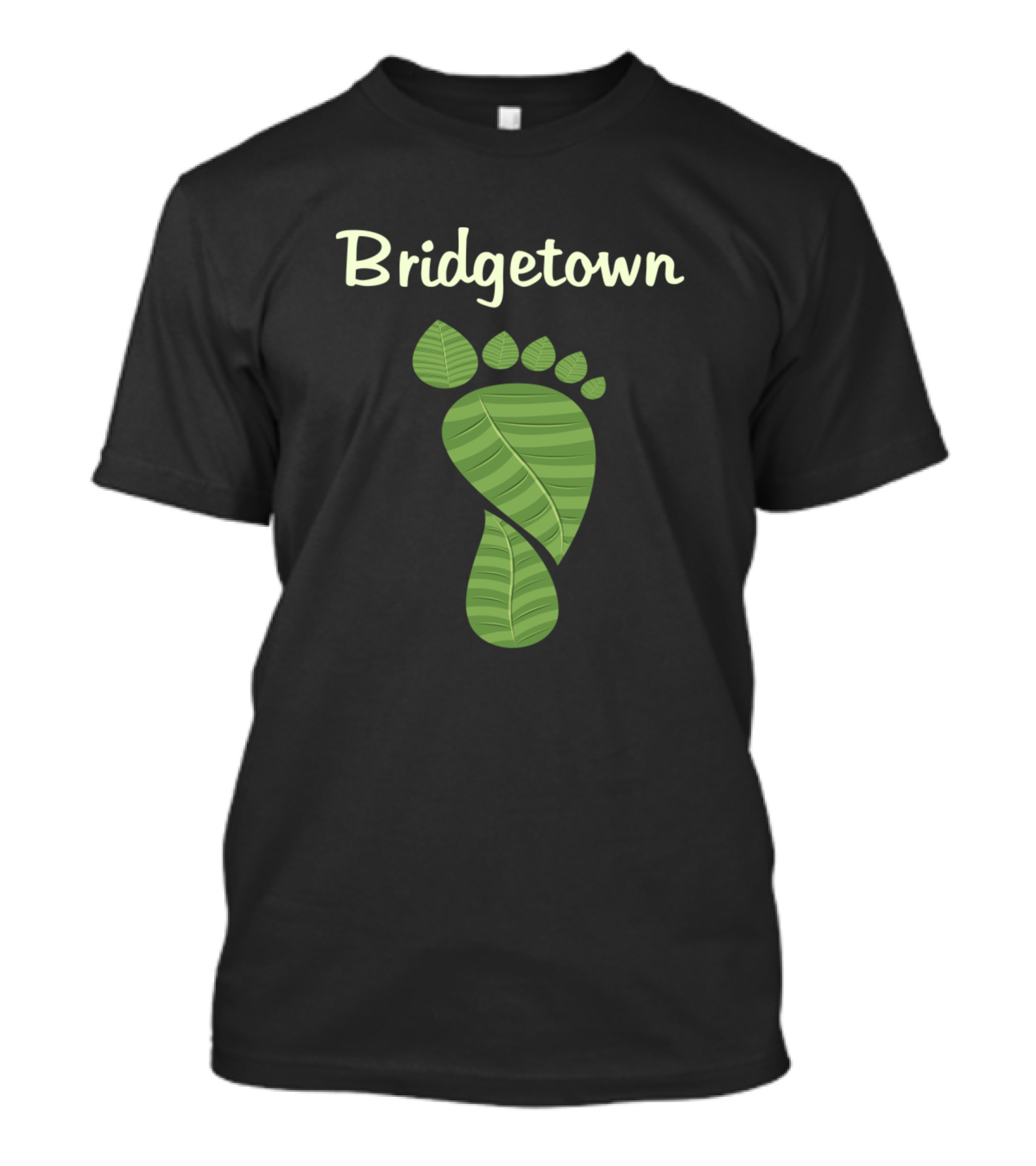 Bridgetown Green Leaf Footprint Barbados T-Shirt