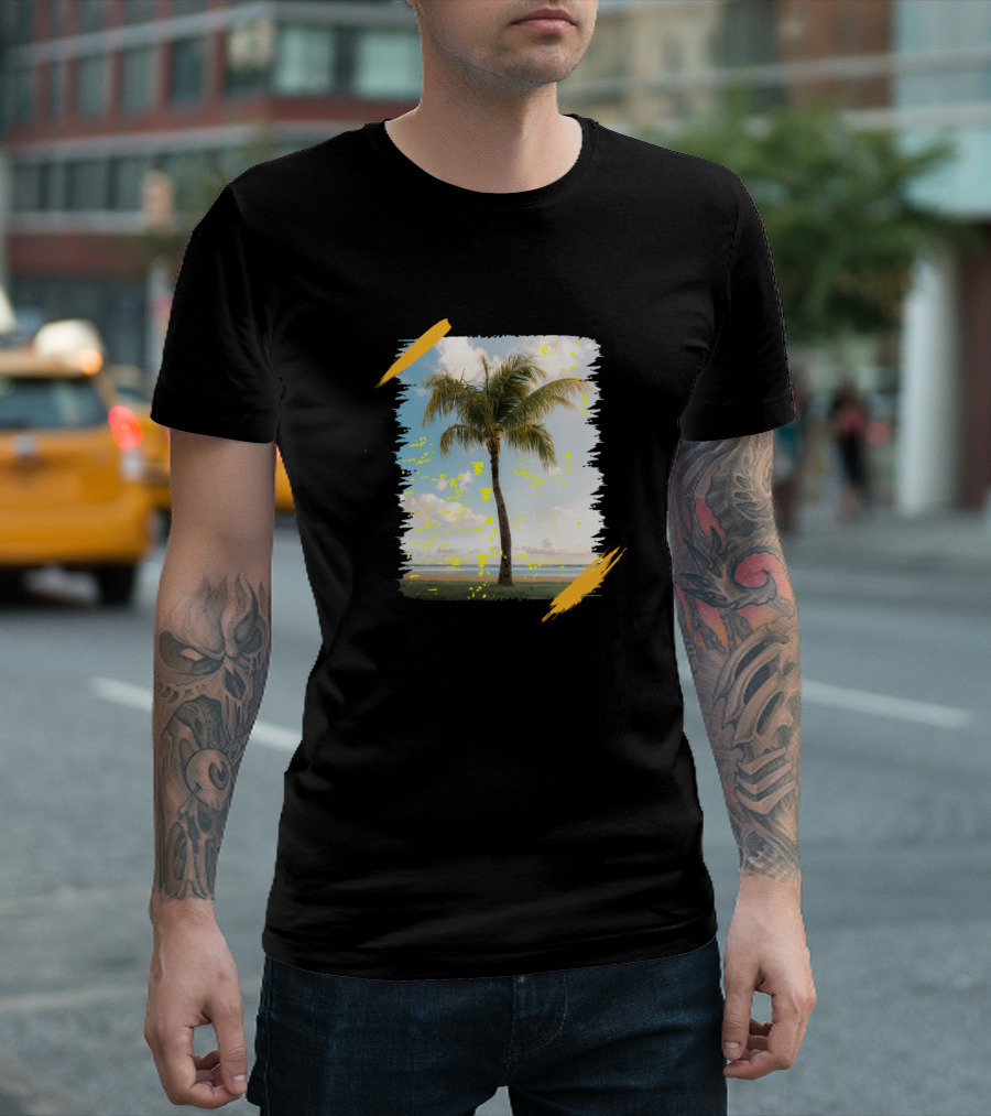 Beach Life Palms Light Blue Sky Tropical Scene T-Shirt