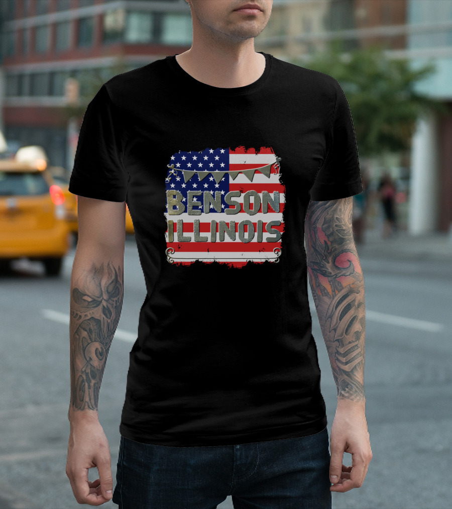 Benson Illinois American Flag Banner T-Shirt