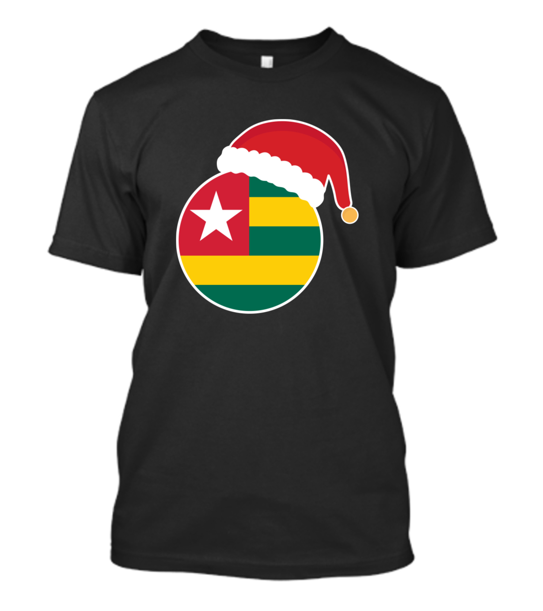 Christmas Santa Hat On Togo Flag T-Shirt