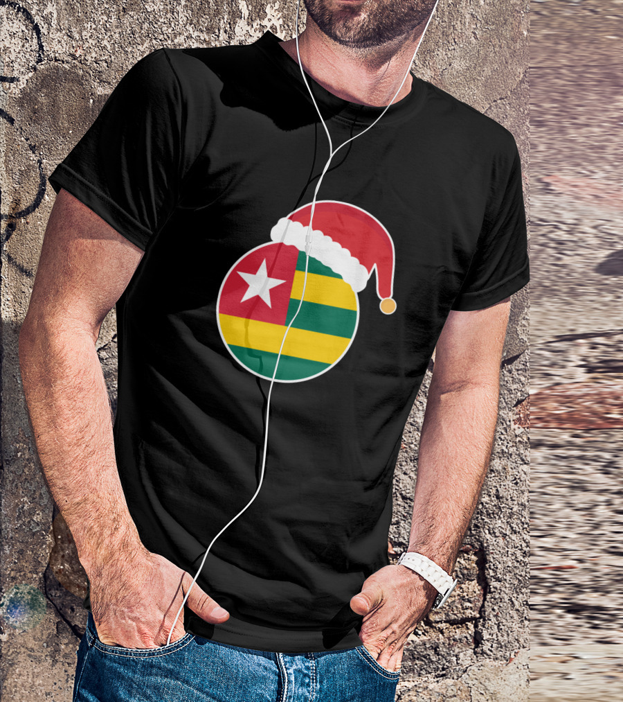 Christmas Santa Hat On Togo Flag T-Shirt
