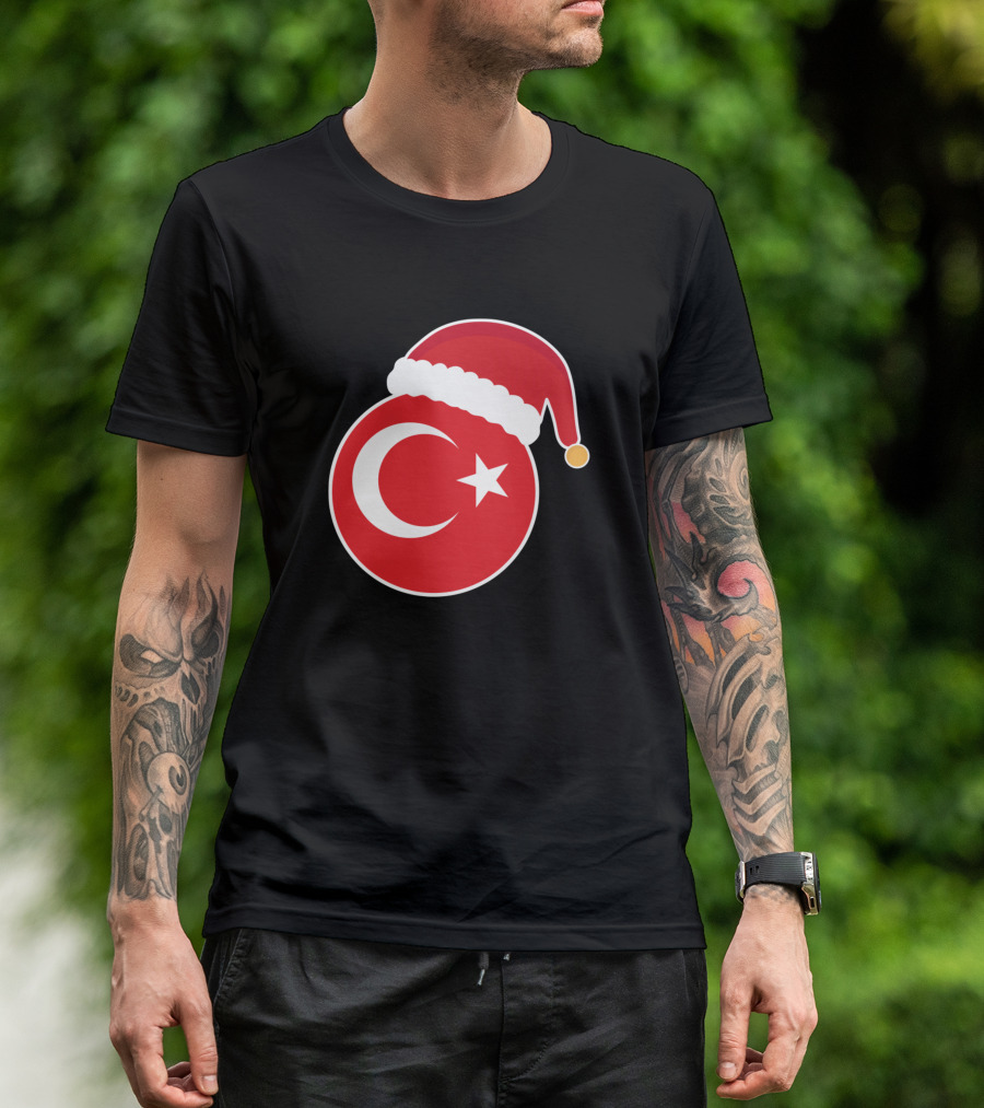 Turkey Flag With Santa Hat Christmas T-Shirt