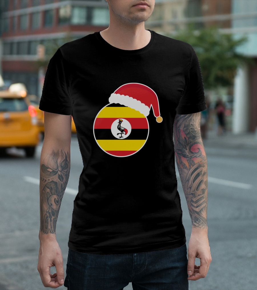 Uganda Flag with Santa Hat Christmas T-Shirt