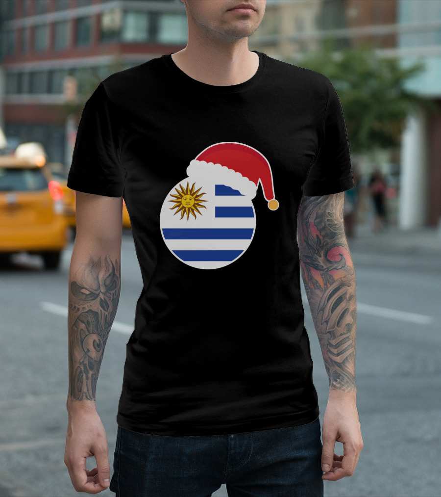 Christmas Santa Claus Uruguay Flag Circle T-Shirt