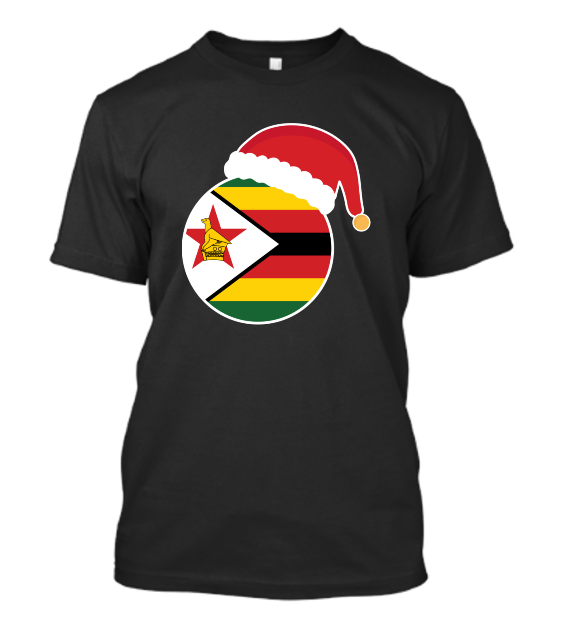 Christmas Zimbabwe Flag Santa Hat T-Shirt
