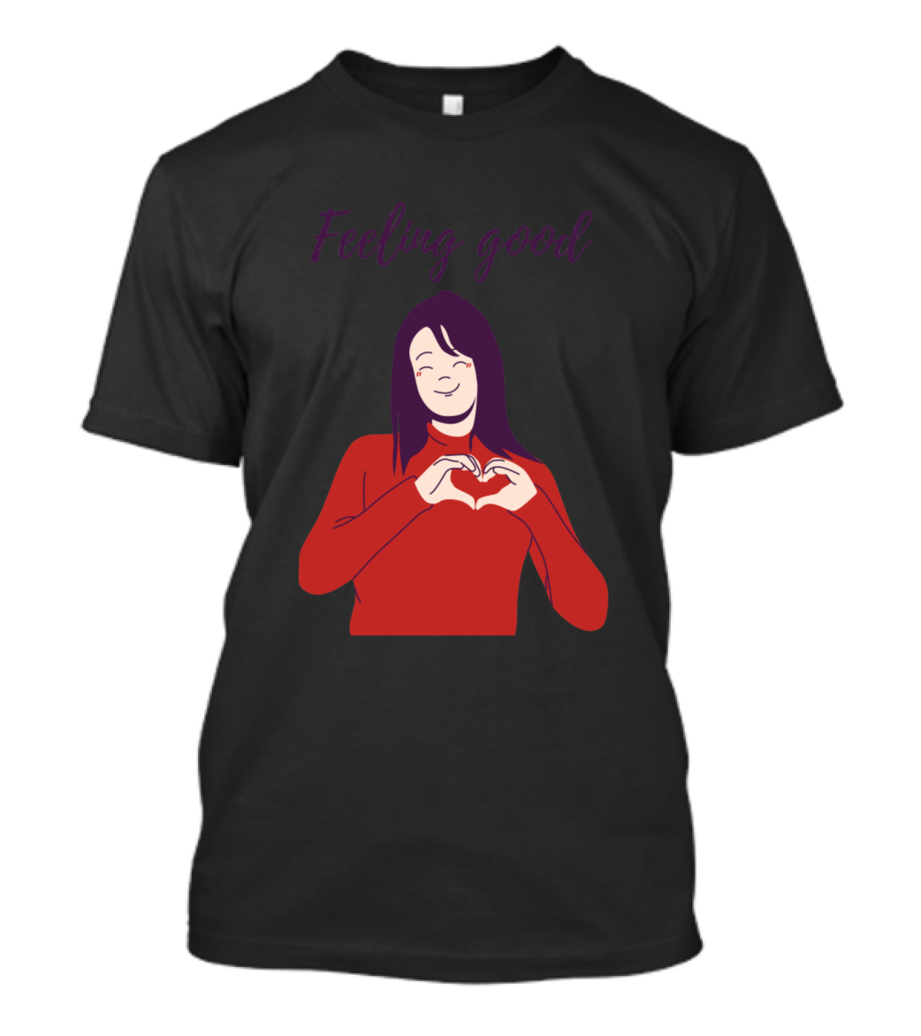Feeling Good Happy Girl With Heart Hands T-Shirt