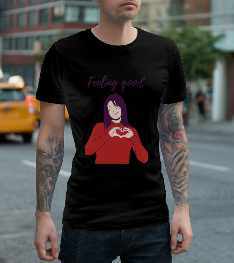 Feeling Good Happy Girl With Heart Hands T-Shirt