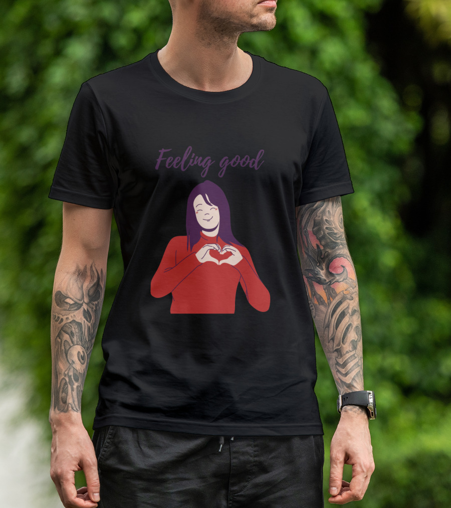 Feeling Good Happy Girl With Heart Hands T-Shirt