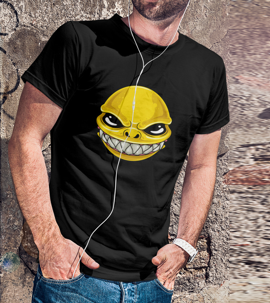 Funny Lemon Monster Smiling Face With Sharp Teeth T-Shirt