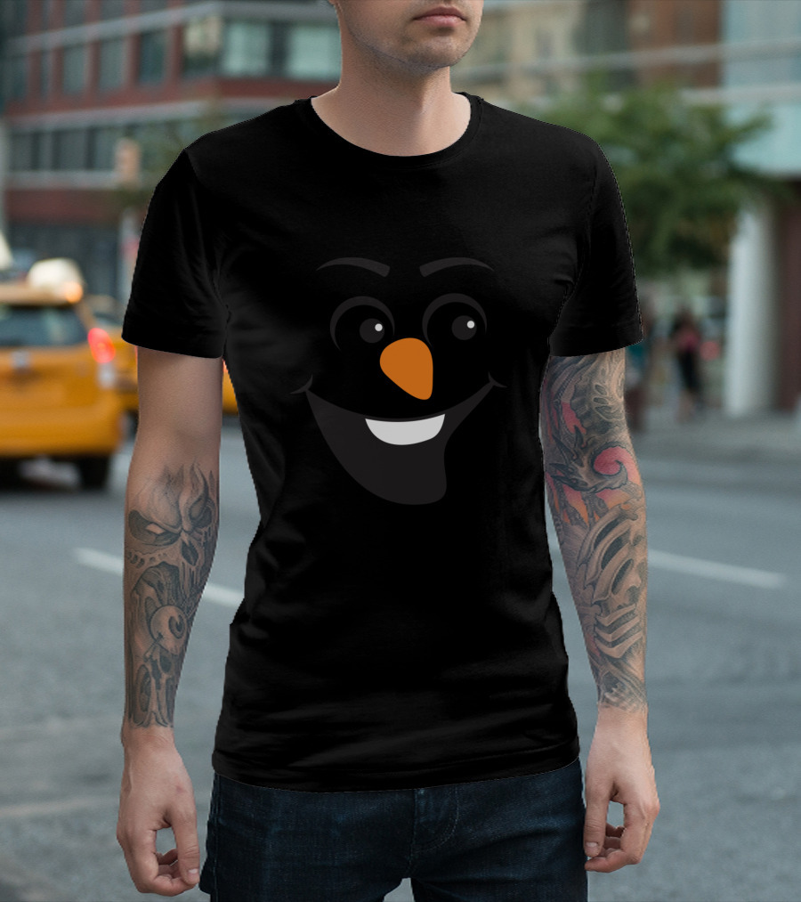 Laughing Snowman Orange Carrot Nose Smiling Face T-Shirt