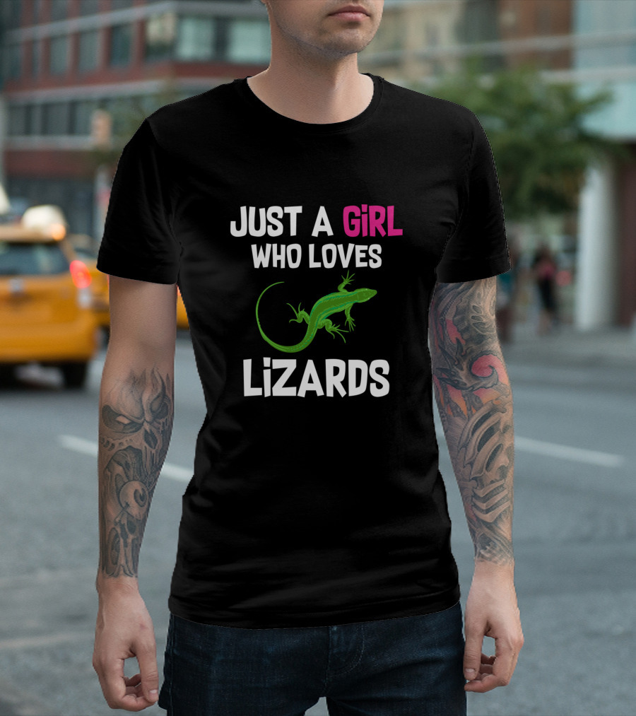 Just a Girl Who Loves Lizards Lizard Loving Girl Reptile Animal Pet Fan T-Shirt