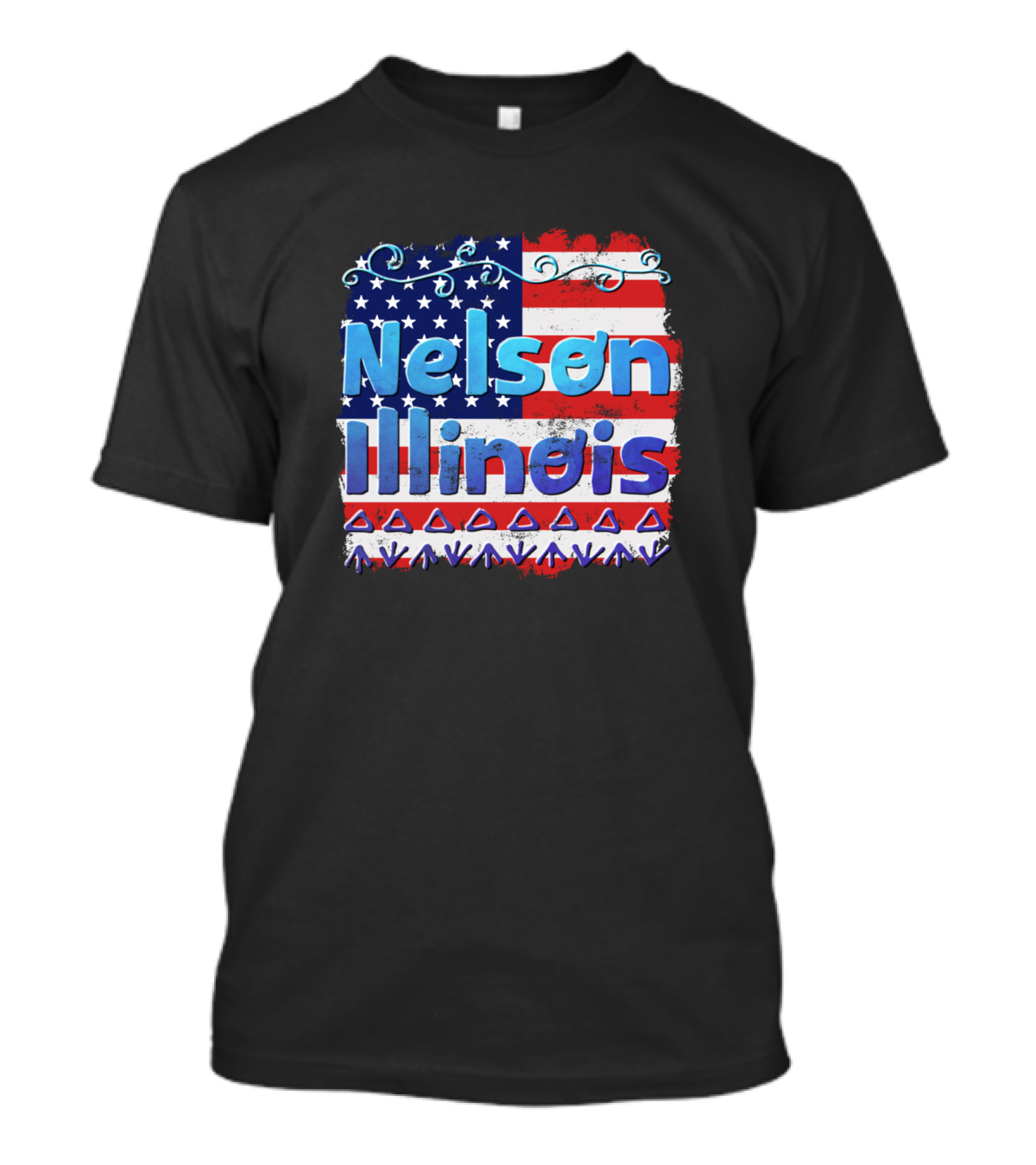 Nelson Illinois Patriotic American Flag T-Shirt