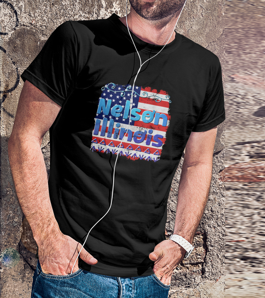 Nelson Illinois Patriotic American Flag T-Shirt
