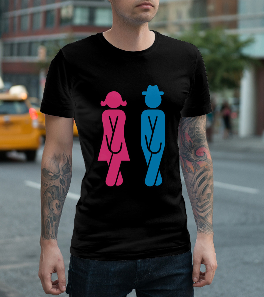 Restroom Figures In Need Vts2 Pink Woman Blue Man T-Shirt