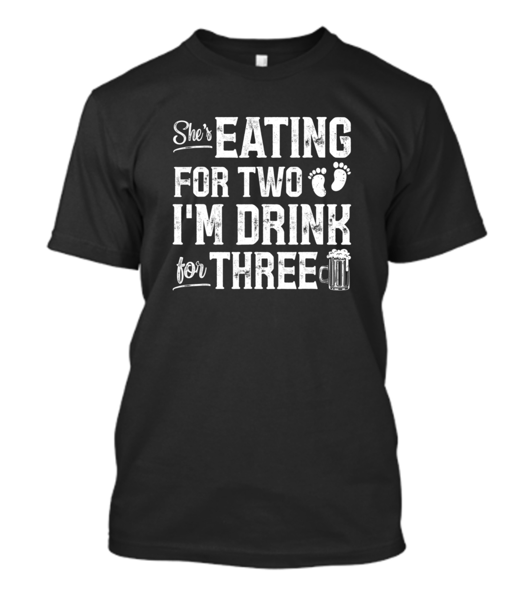 She's Eating For Two I'm Drinking For Three Footprints Beer Mug T-Shirt