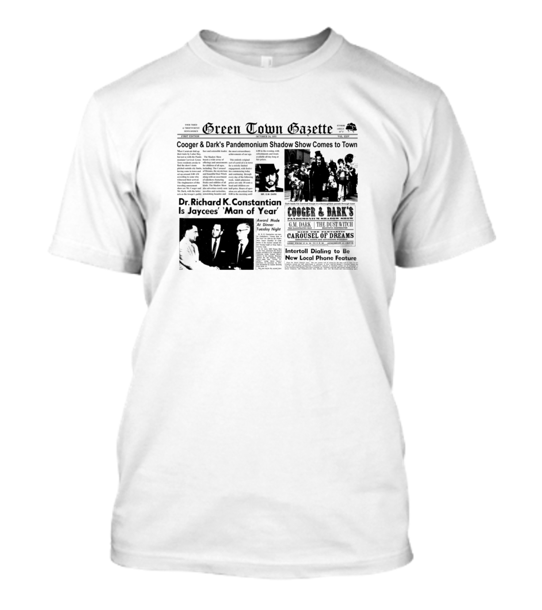 Green Town Gazette Cooger Dark's Pandemonium Show Comes To Town T-Shirt