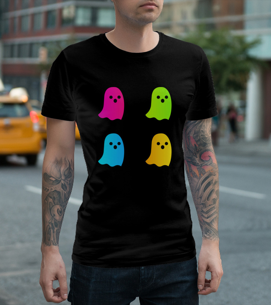 Spooky Colorful Ghost Quartet T-Shirt