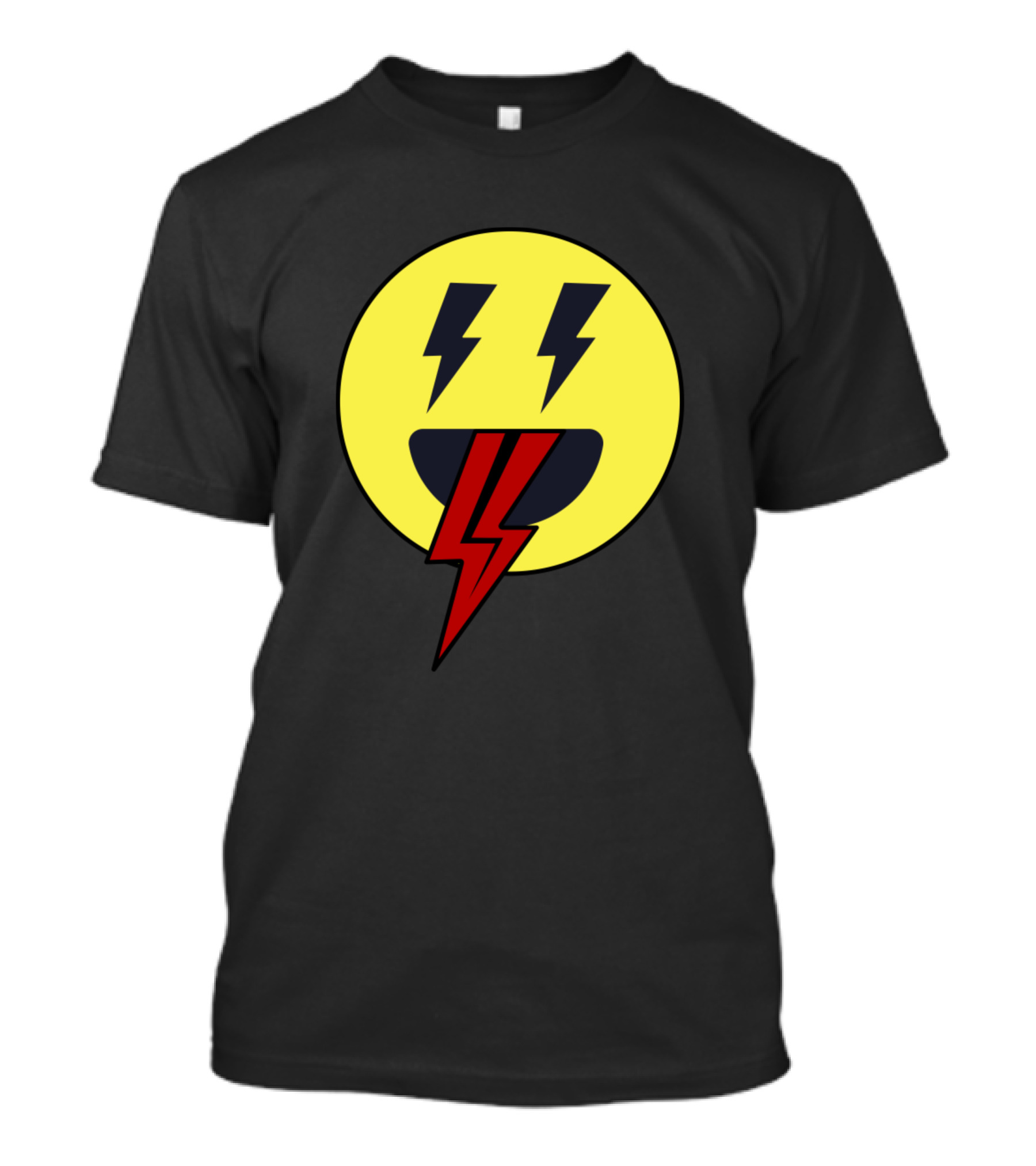 Thunder Emoji Face Bolt Tongue T-Shirt
