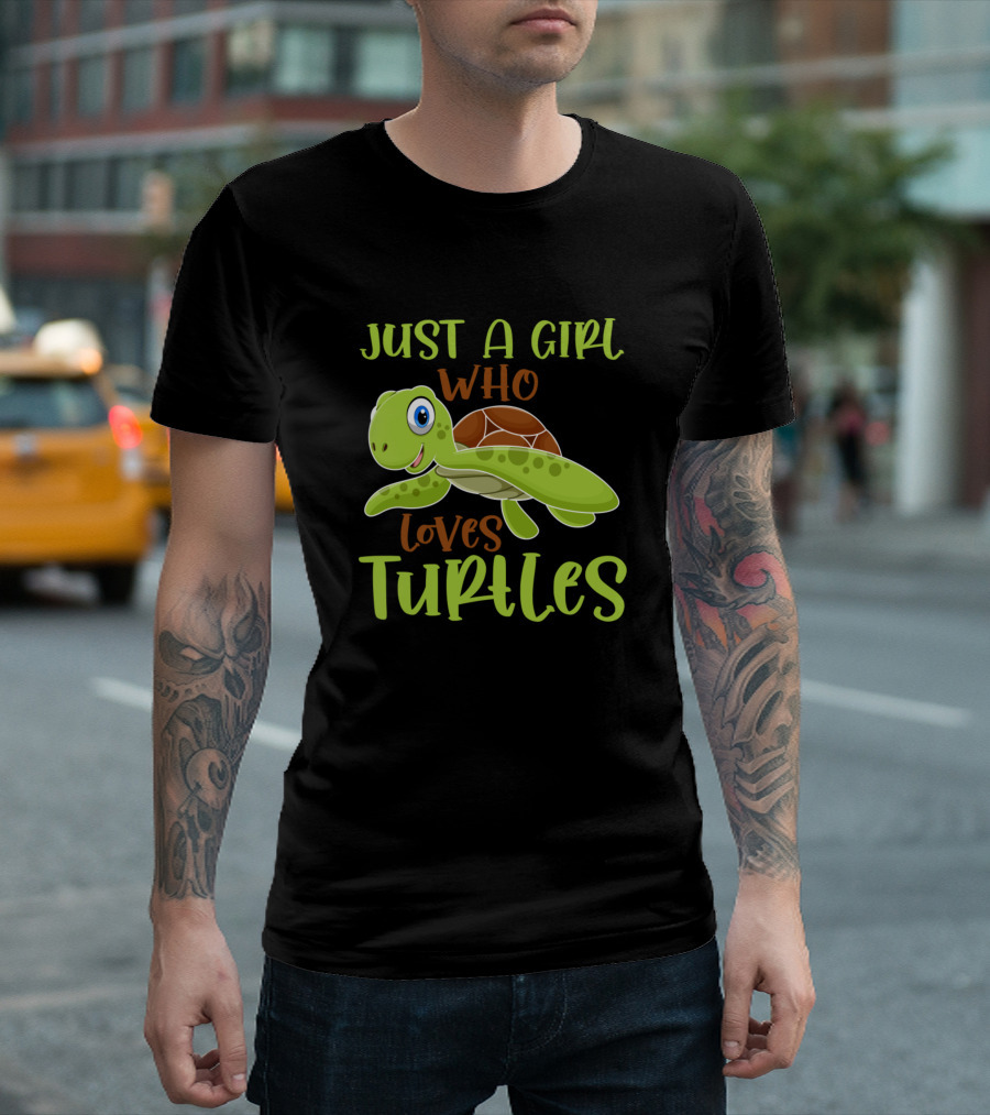 Just A Girl Who Loves Turtles Reptile Lover Kid Tortoise Fan T-Shirt