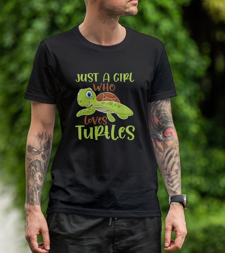 Just A Girl Who Loves Turtles Reptile Lover Kid Tortoise Fan T-Shirt