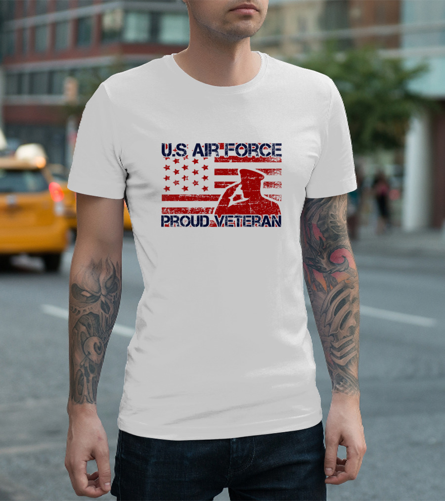 U.S. Air Force Proud Veteran Patriotic Salute American Flag T-Shirt