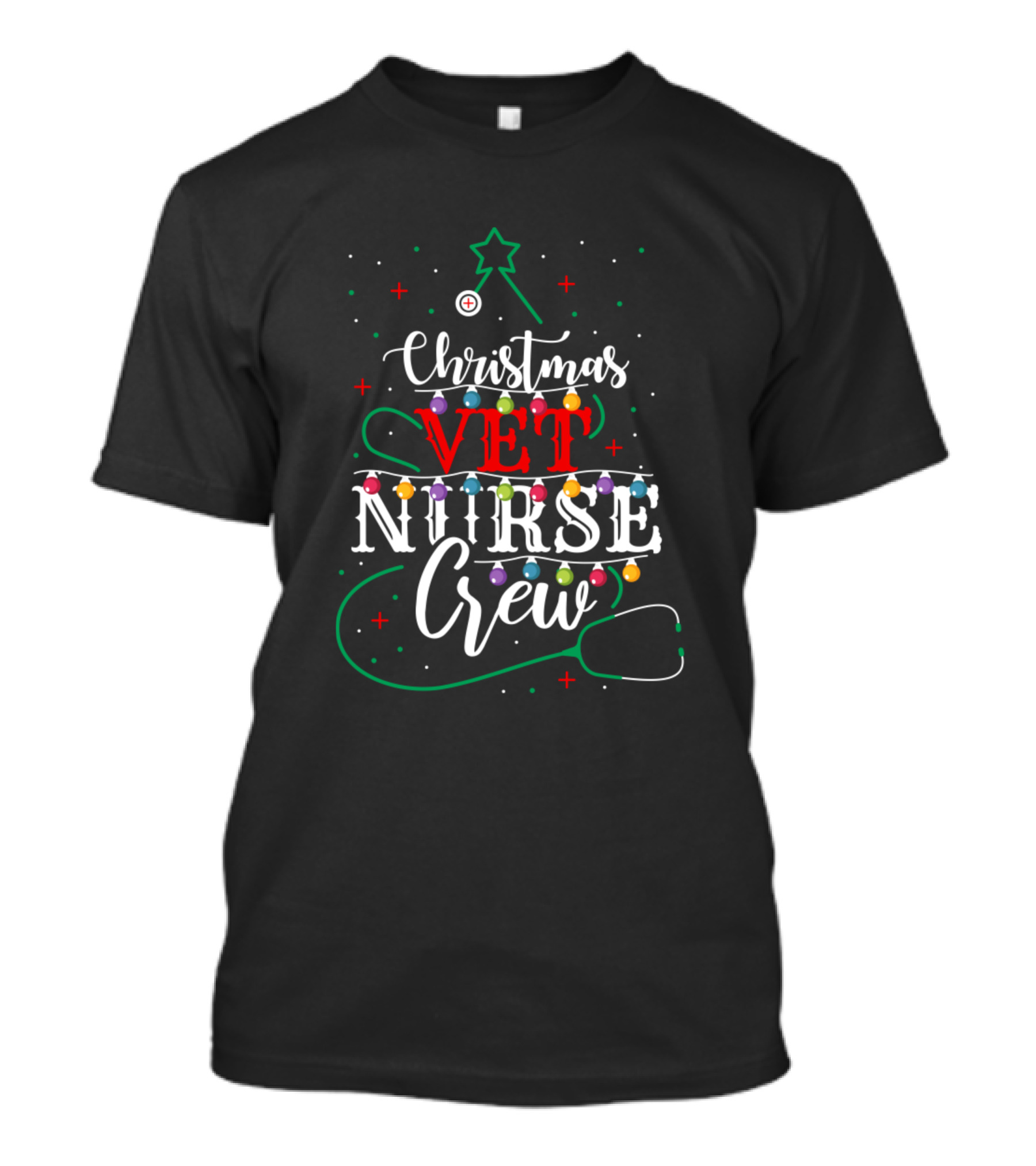 Christmas Vet Nurse Crew Funny Nursing Lights T-Shirt