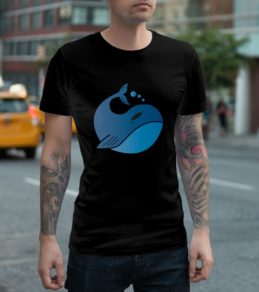 Whale Logo Blue Minimalist T-Shirt