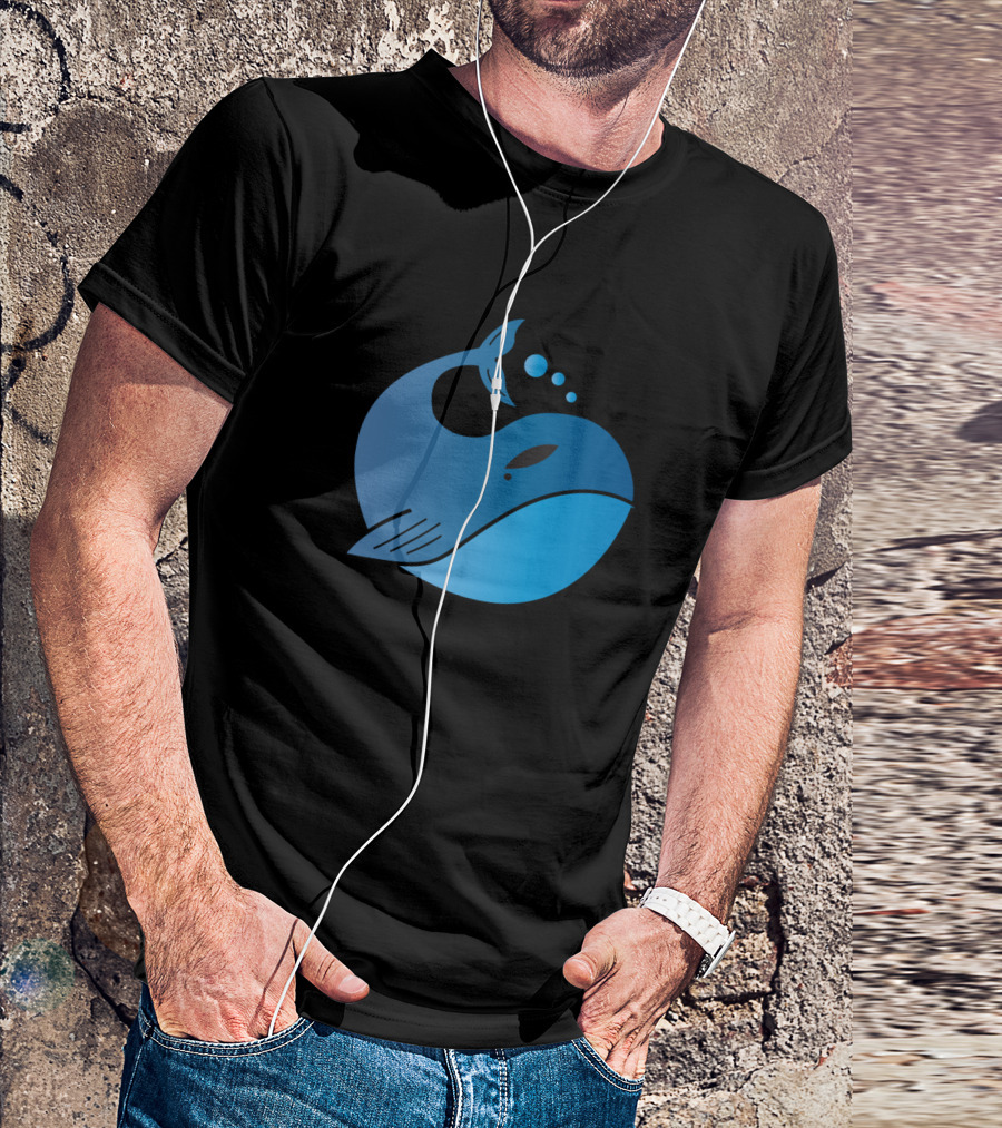 Whale Logo Blue Minimalist T-Shirt