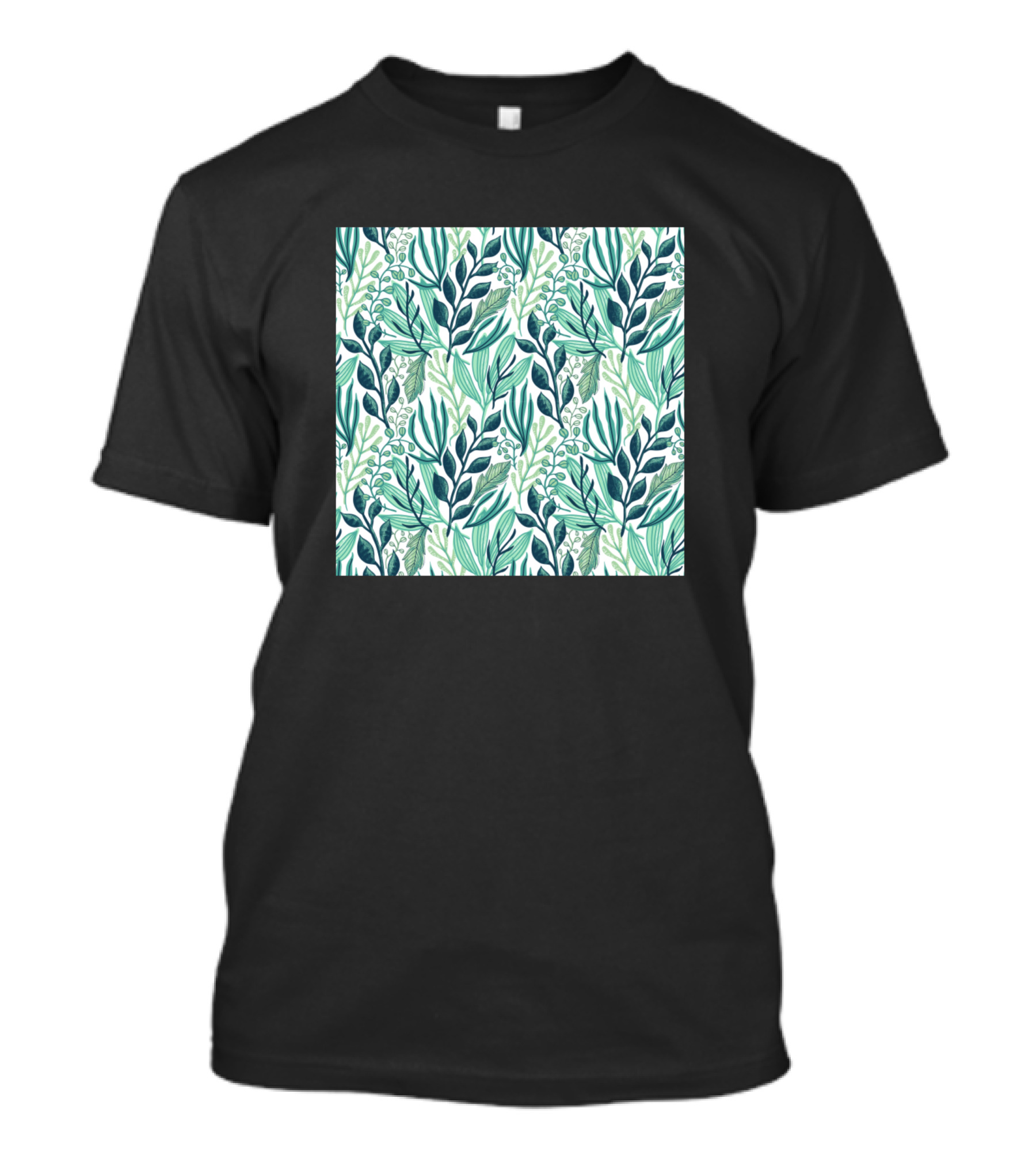 White Sea Green Botanical Leaf T-Shirt