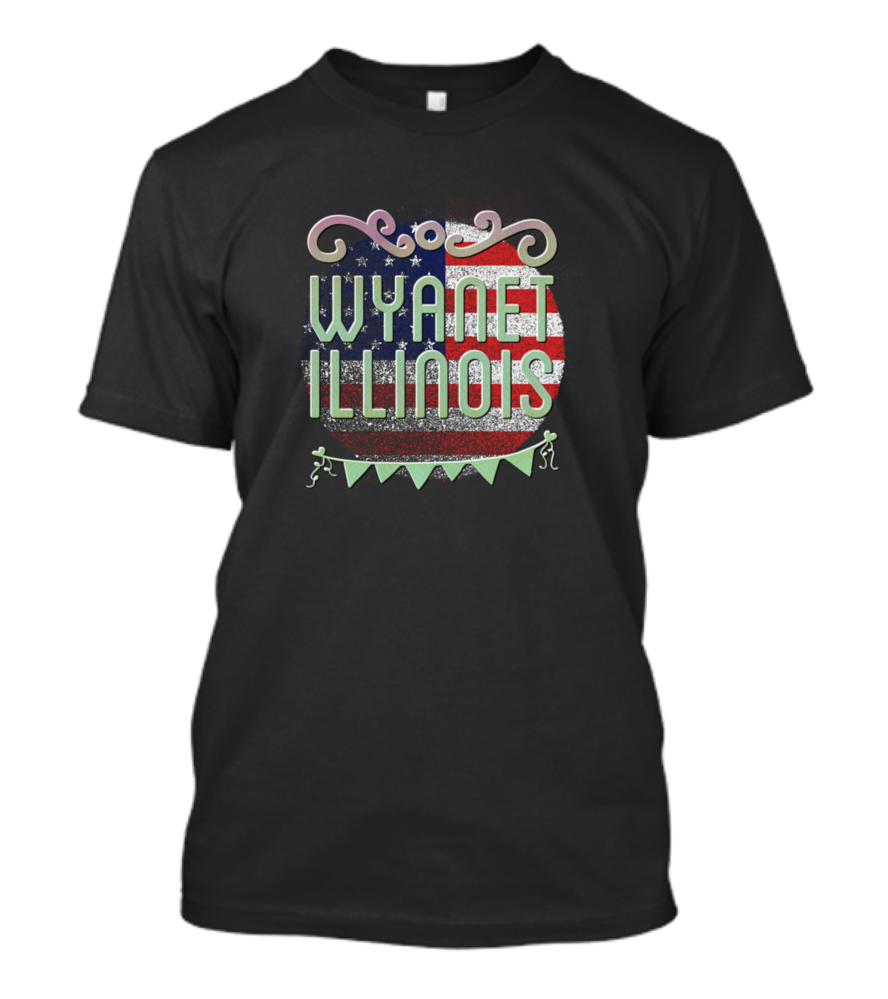Wyanet Illinois USA Flag Background T-Shirt