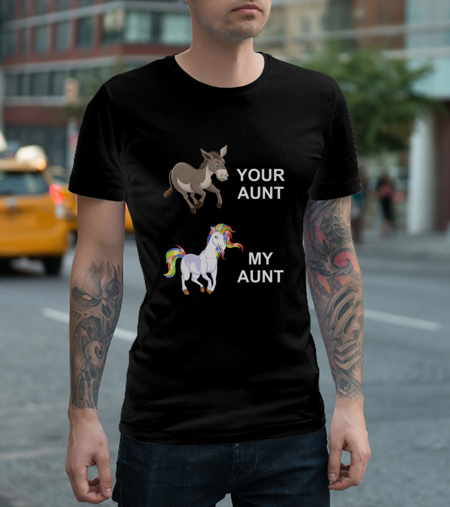Your Aunt My Aunt Donkey Unicorn Contrast T-Shirt
