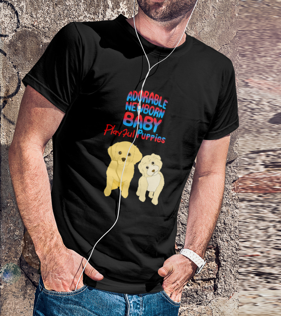 Adorable Newborn Baby Playful Puppies Cute Dog T-Shirt