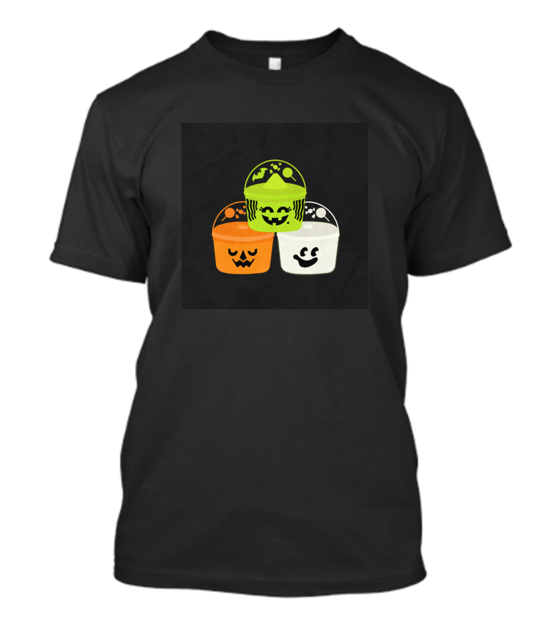 Boo Buckets Halloween Trio With Bat And Ghost Faces T-Shirt